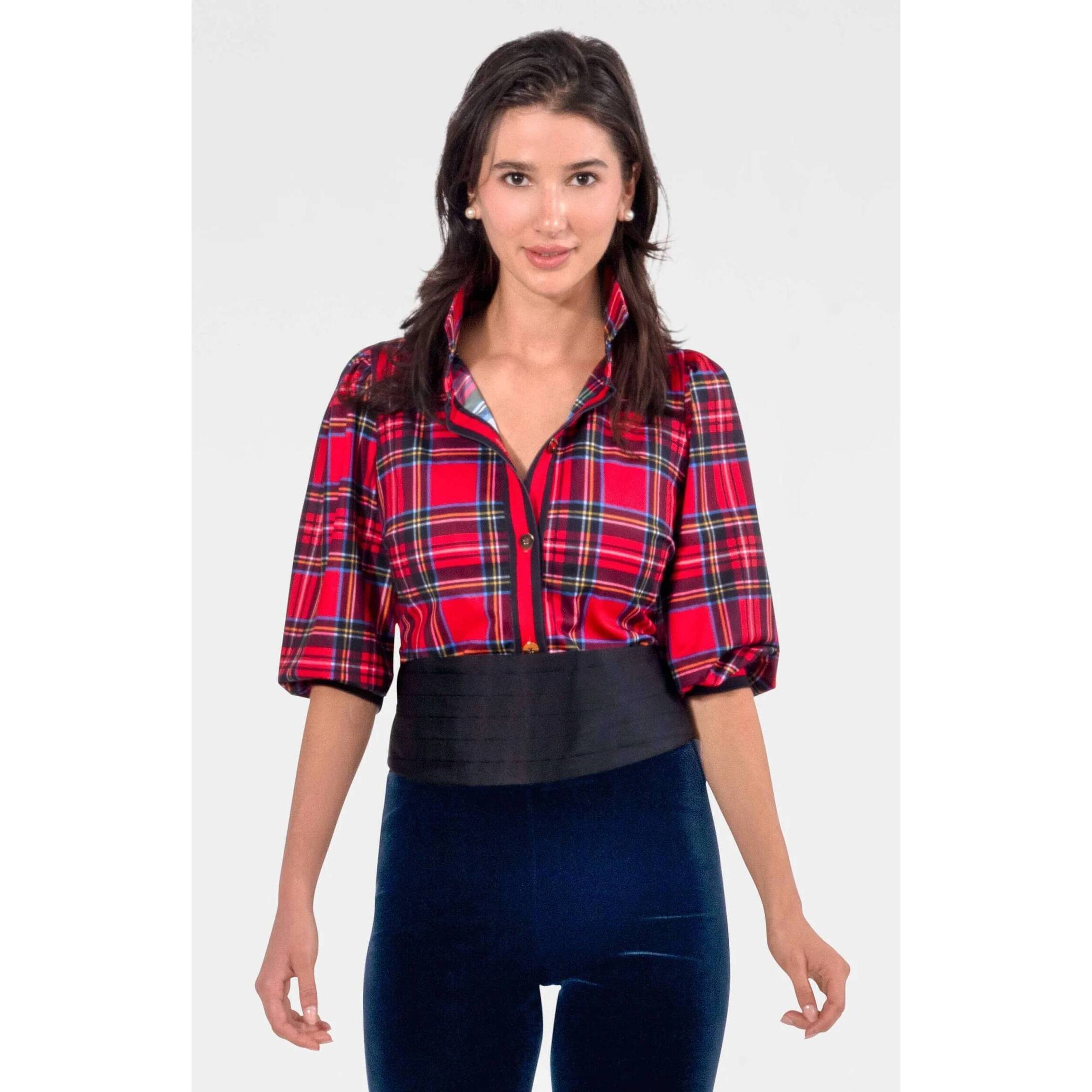 New Gretchen Scott Puff Sleeve Top In Red Multi